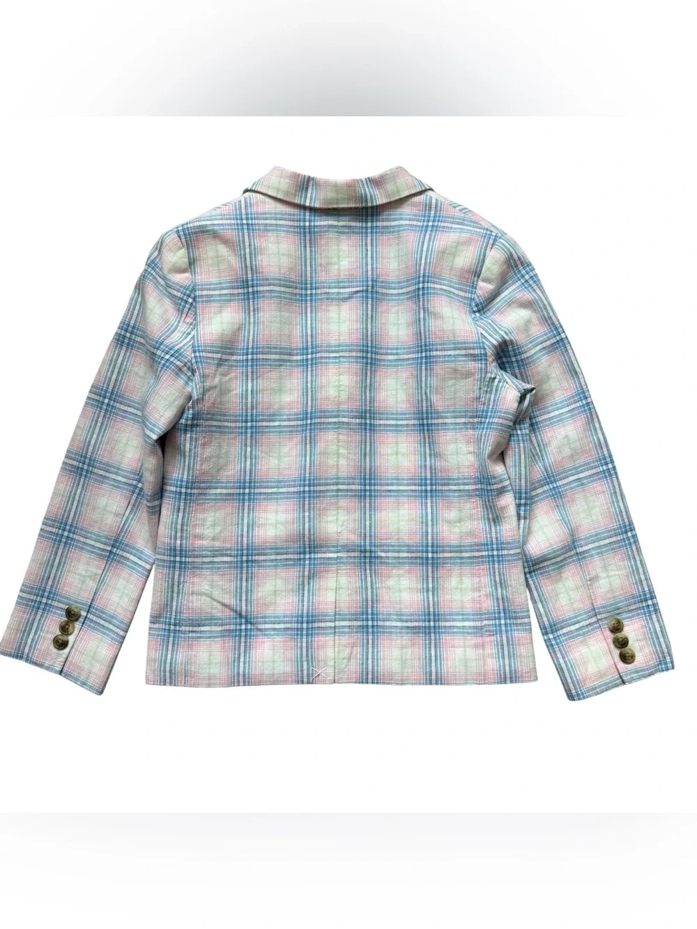 Janie and Jack Pastel Plaid Linen Blend Blazer Jacket Preppy Easter Spring Sz 6